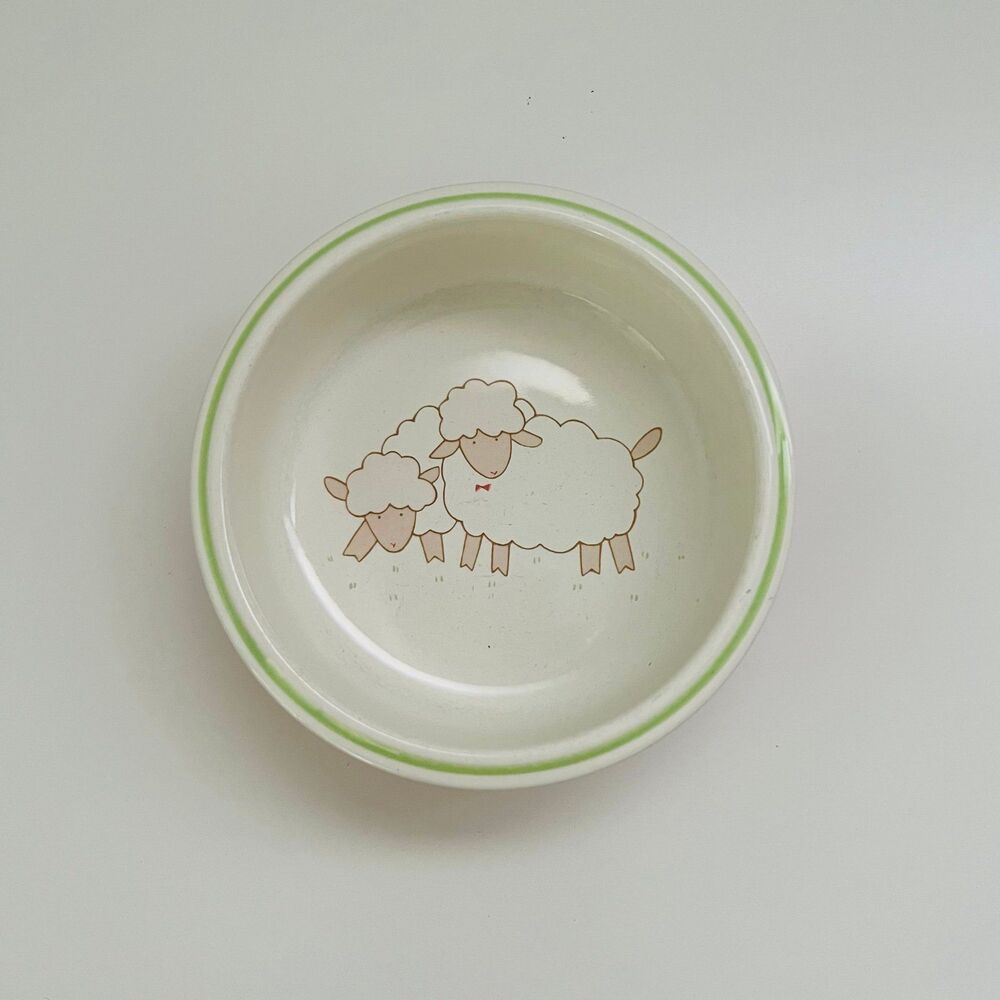 MIKASA CC003 Bo-Beep Sheep Green Trim Accents Child's Bowl